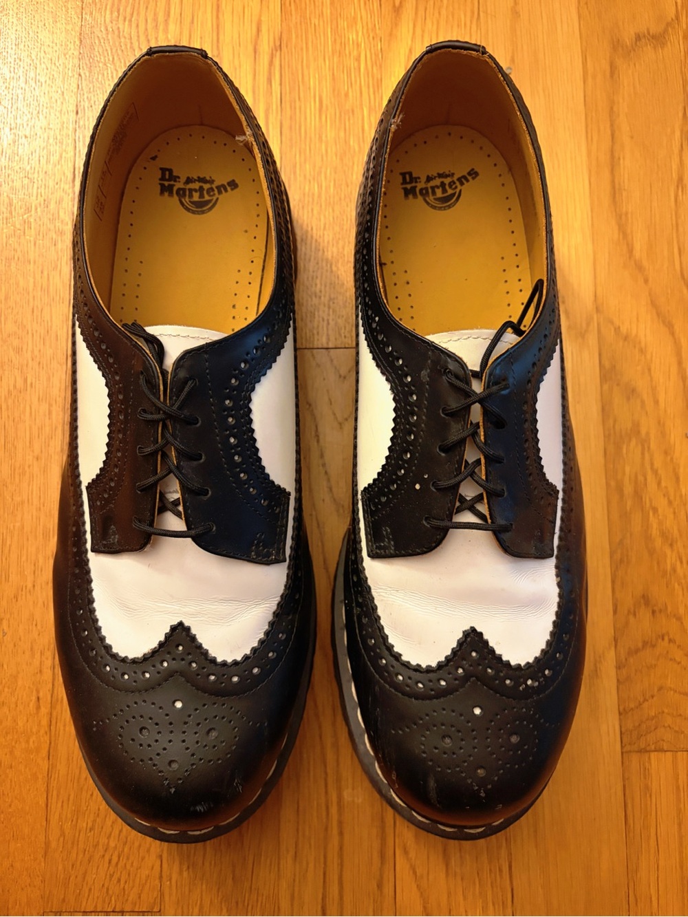 Dr. Martens Black and White Two-Tone Wingtip Oxfords